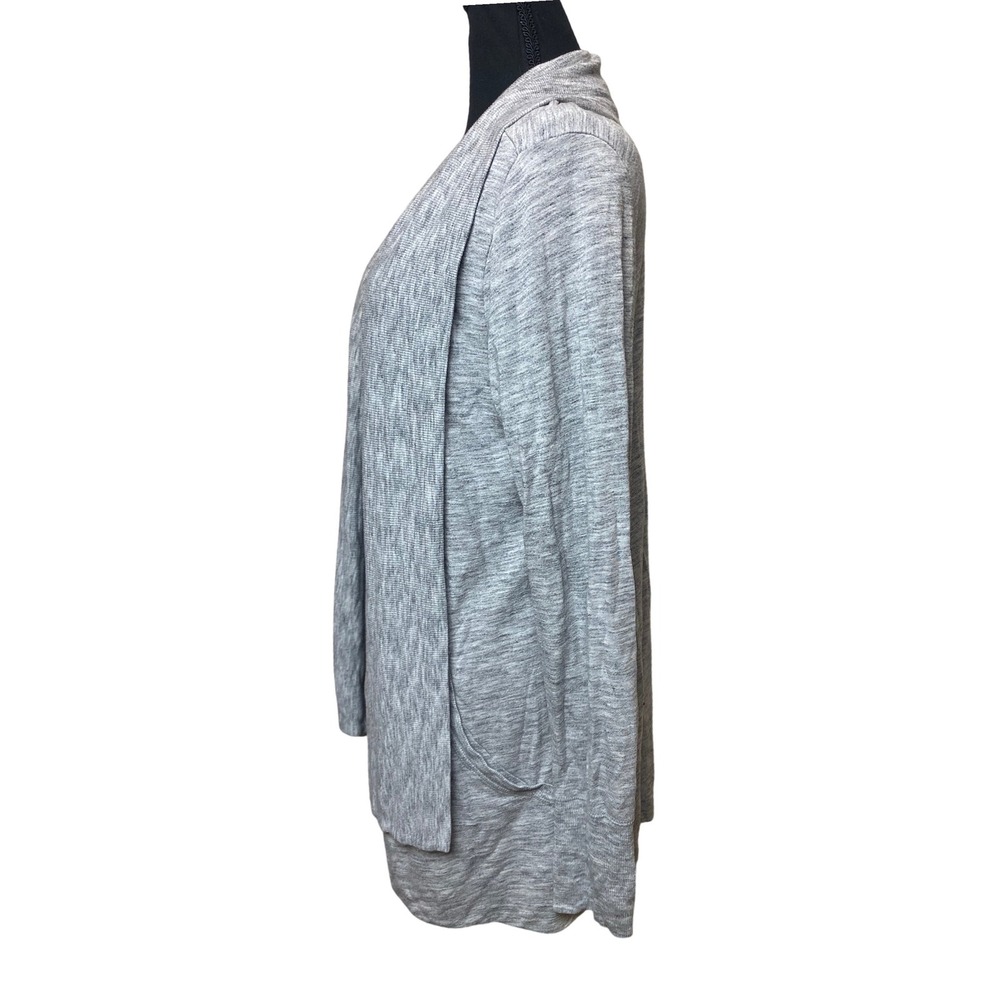 Athleta Pranayama Wrap Cardigan Heathered Grey Open Front Pockets S/777944 Large - Picture 2 of 6